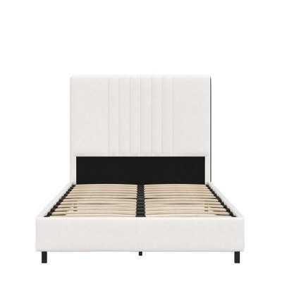 Twin White Faux Leather Upholstered Bed with Tufted Headboard