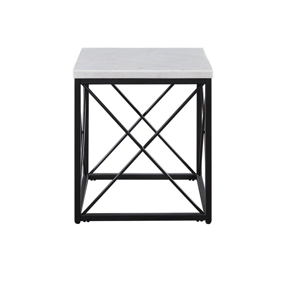 Photos - Coffee Table Skyler Marble Top Square End Table White/Black - Steve Silver Co.