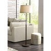 Possini Euro Design Nayla Modern Floor Lamp 62 1/2" Tall Bronze Metal Off White Fabric Tapered Drum Shade for Living Room Bedroom Office House Home - 2 of 4