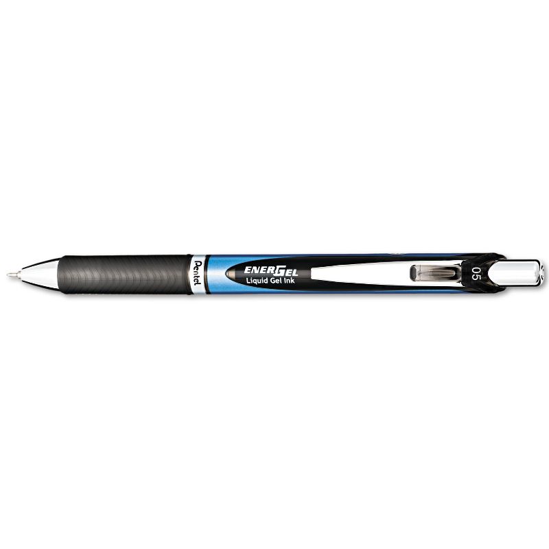 Pentel EnerGel RTX Retractable Liquid Gel Pen .5mm Silver/Black Barrel Black Ink BLN75A, 3 of 4