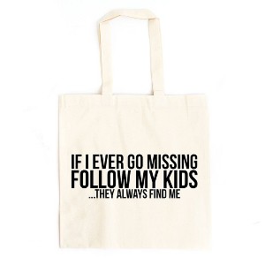 City Creek Prints If Missing Follow My Kids Canvas Tote Bag - 15x16 - Natural - 1 of 2