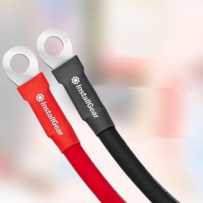 10ft Red and Black Copper Battery Power Inverter Cables Set