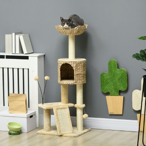 Okak Modern Multi-Level Wooden Cat Tree Tower for Indoor,Cat Condo with Soft Cushions & Top Perch & Sisal Scratching Posts - 1 of 4