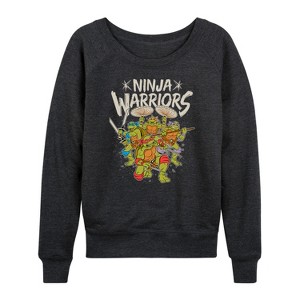 Women's - Teenage Mutant Ninja Turtles - Ninja Warriors Lightweight French Terry Wide Neck Long Sleeve Shirt - 1 of 4