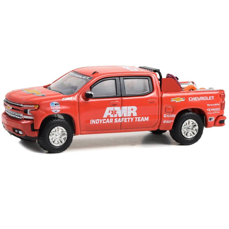 2021 Chevrolet Silverado Truck Red "2021 NTT Series AMR IndyCar Safety Team" w/Equipment 1/64 Diecast Model by Greenlight, 2 of 4