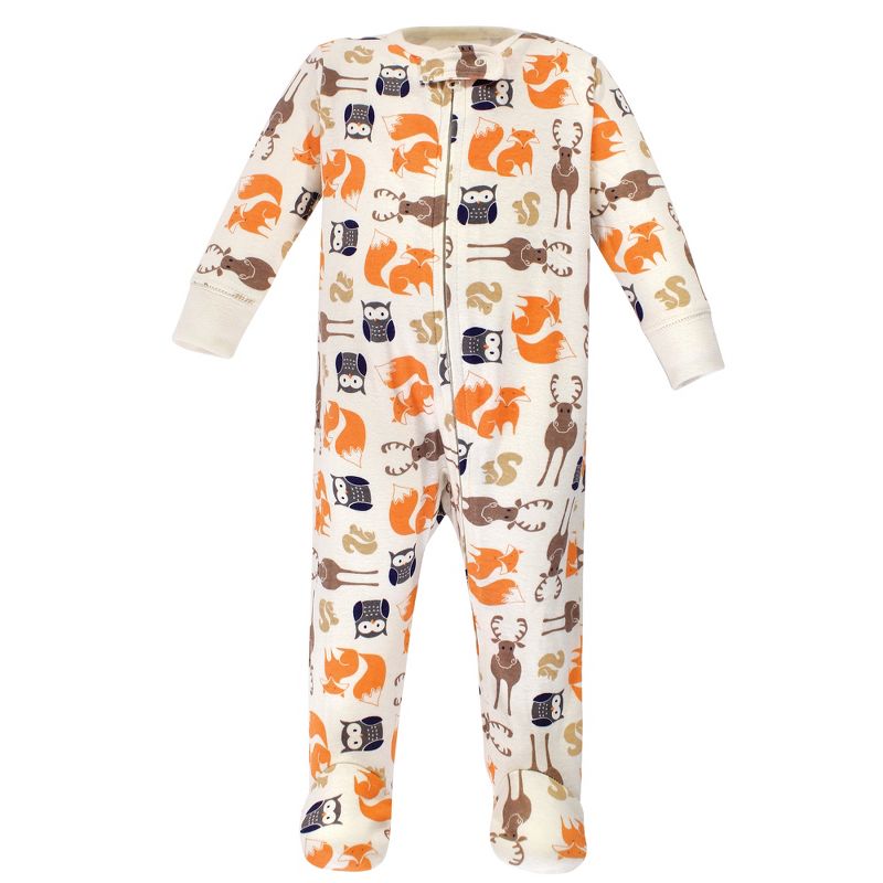 Hudson Baby Infant Boy Cotton Zipper Sleep and Play 3pk, Forest, 2 of 5