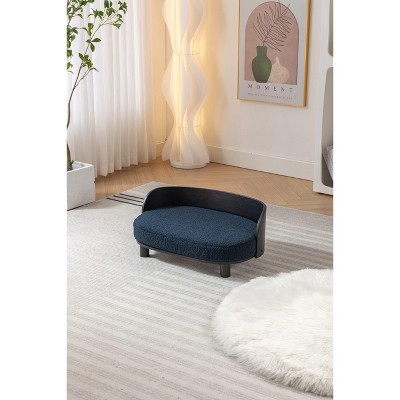 MaseiKar Scandinavian style Elevated Dog Bed Pet Sofa With Solid Wood legs and Bent Wood Back, Velvet Cushion