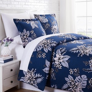 Southshore Fine Living Flora 300 TC 100% Long Staple Cotton Sateen Duvet Cover Set with Shams - 1 of 4