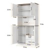 Pantry Cabinet with 2 Drawers and Open Shelves, Tall Freestanding Kitchen Pantry Cabinet with Microwave Shelf - 2 of 4