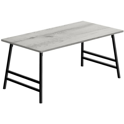 Vynxaria Contemporary Modern Rectangular Coffee/Accent/Cocktail Table 40"L, Grey Laminate/Black Metal