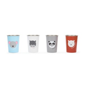 Red Rover 10oz 4pk Stainless Steel Kids Animal Tumbler Cups: Kids Cup Set for Cold Beverages, Hand Wash, Silver - 1 of 4
