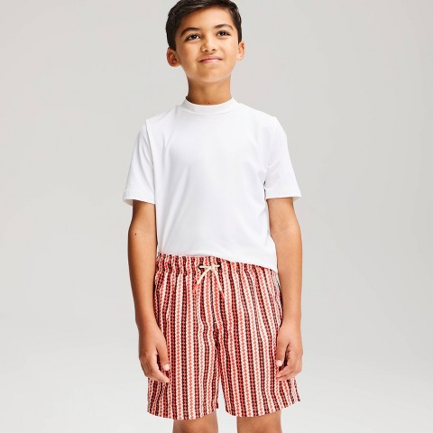 Cat & Jack Boys' Crinkle Stripes Swim Trunks - Cat & Jack™ Red S
