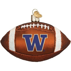 Old World Christmas Glass Blown Ornament for Tree, Washington Huskies Football - 1 of 2