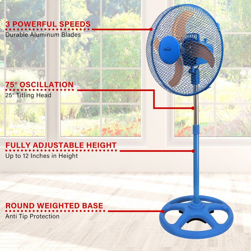 Brentwood 3 Speed 12in Oscillating Stand Fan, 2 of 8