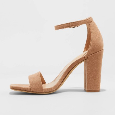 tan mid block heel sandals