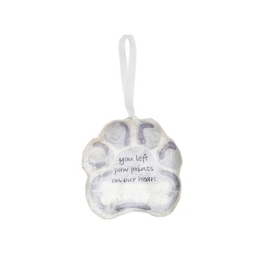 Gallerie II Dog Paw Prints On Heart Capiz Shell Tin Holiday Christmas Xmas Ornament