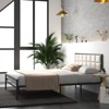 Metal Bed Frame with Upholstered Square Stitched Headboard, Faux Leather Platform Bed Frame, Steel Slats Support, Box Spring Optional - 4 of 4