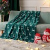 Lomsoe Christmas Home Decor Green Flannel Throw Blanket with Reindeer Print, Super Soft Cozy Throw Blankets for Home Sofa Couch - 2 of 4