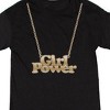 Girl Power Necklace Crew Neck Short Sleeve Women's Black Night Shirt - 2 of 2