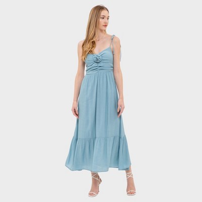 August Sky Women's Rosette Sweetheart Midi Dress