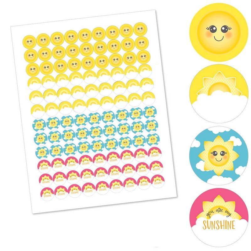 Big Dot of Happiness You Are My Sunshine - Baby Shower or Birthday Party Round Candy Sticker Favors - Labels Fits Chocolate Candy (1 sheet of 108), 2 of 6