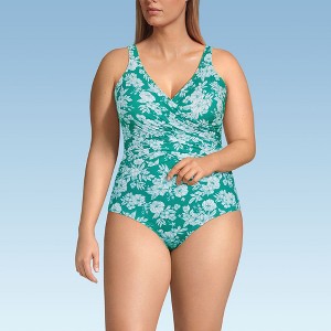 Lands' End Women's Slender Suit Wrap One Piece Swimsuit - 1 of 3