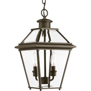 Progress Lighting Burlington 2-Light Outdoor Hanging Lantern, Antique Bronze, Clear Beveled Glass - 1 of 2