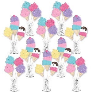 Big Dot of Happiness Scoop Up the Fun - Ice Cream - Sprinkles Party Centerpiece Sticks - Showstopper Table Toppers - 35 Pieces - 1 of 4