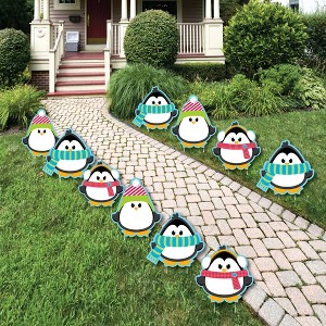 Big Dot of Happiness Holly Jolly Penguin - Penguin Lawn Decorations - Outdoor Holiday and Christmas Yard Decorations - 10 Piece - 1 of 4