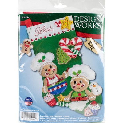 Design Works Felt Stocking Applique Kit 18 Long Santa & Teddy