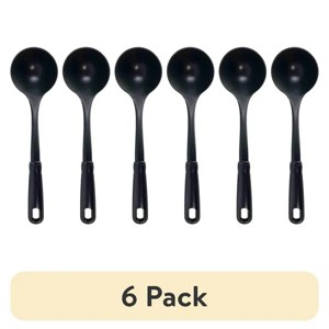Racxily (6 pack) Kitchen Ladle, Black, Nylon, Soft Grip Handle, Dish Washer Safe - 1 of 4