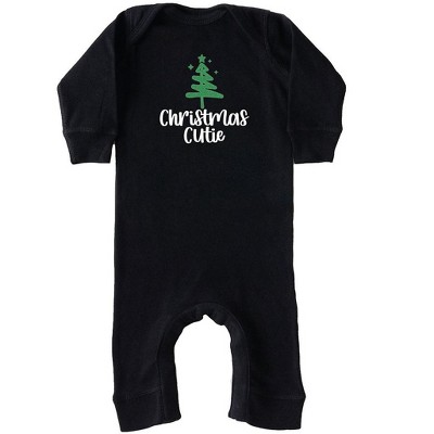 Image of The Juniper Shop Christmas Cutie Tree Glitter Baby Romper - Newborn - Black