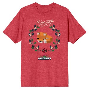 Minecraft Sleeping Fox Ladies Red Heather T-shirt - 1 of 3