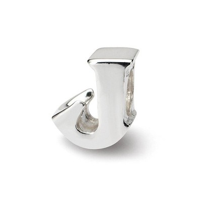 Black Bow Jewelry Sterling Silver Letter J Polished Bead Charm, 10mm