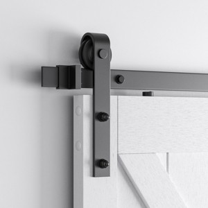 SMARTSTANDARD Interior Sliding Barn Door Hardware Kit, Heavy Duty Matte Black Track with J-Shape Hangers (Door Not Included) - 1 of 1