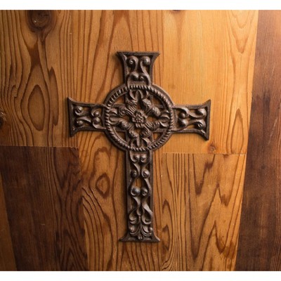Dark Bronze Wrought Iron Celtic Wall Cross Decor