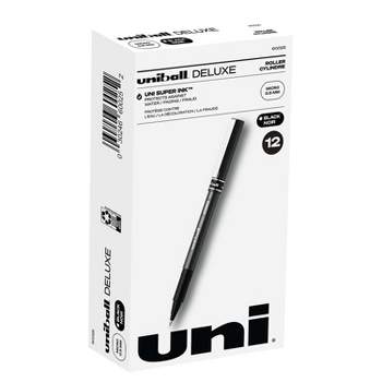 uni-ball Deluxe Rollerball Pens Micro Point Black Ink 12/Pack (60025)