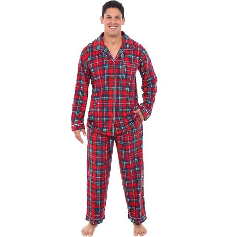 Adr Men's Plush Fleece Pajamas Set, Button Down Pjs For Winter Christmas  Plaid Large : Target