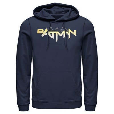 Men's Batman Logo Messy Text Pull Over Hoodie