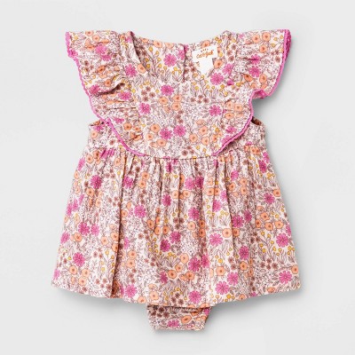 Image of Baby Girls' Floral Sunsuit - Cat & Jack™ Peach Orange 0-3M