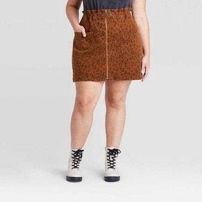 leopard print a line mini skirt