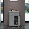 Tangkula Bathroom Floor Cabinet Wooden Storage Organizer with Drawer & Doors Blcak - 2 of 4