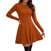 Ribbed Knit Sweater Dress for Women, Long Sleeve Crew Neck Fit and Flare A-Line Dress for Fall and Winter, Casual Office Wear Caramel - 3 of 4