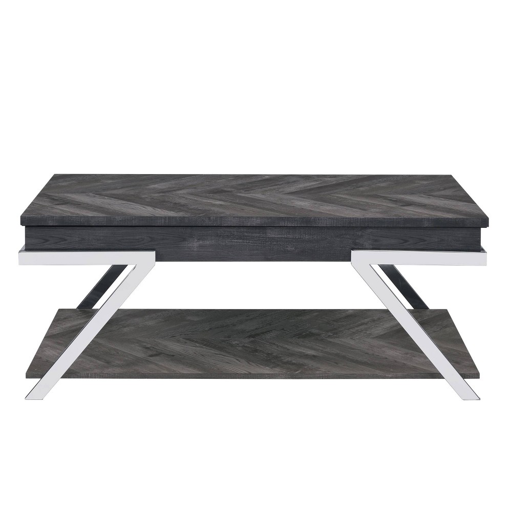 Roma Lift Top Cocktail Table with Storage Shelf, Chrome - Steve Silver Co.