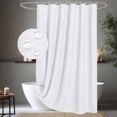 LunaLulinlk White Waffle Shower Curtain, 72"x 72"