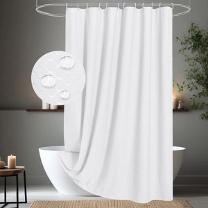 LunaLulinlk White Waffle Shower Curtain, 72"x 72" - 1 of 4