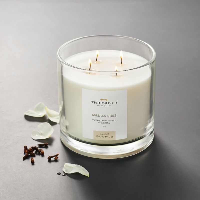 Clear Glass Masala Rose Candle White - Threshold™ designed with Studio McGee, 3 of 13