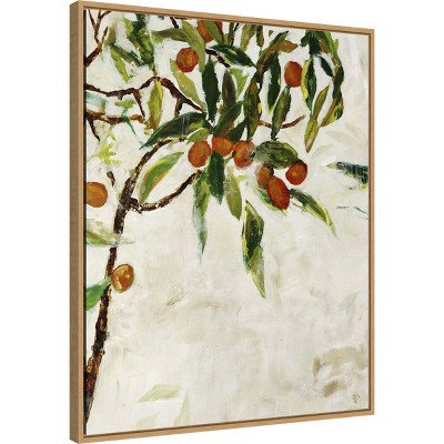 Large Framed Kumquat Tree Canvas Wall Art Print