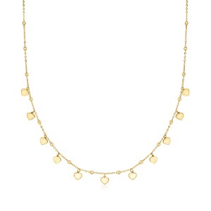 Ross-Simons Italian 18kt Yellow Gold Heart and Bead Station Necklace Size 18 - 1 of 3