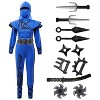 Joyfy Halloween Blue Ninja Costume for Kids, Ninja Stealth Flame Costume for Boys Girls, Halloween Kung Fu Outfit for DressUp Themed Party - 2 of 4